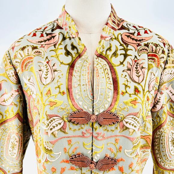 Vintage Y2K Soft Surroundings Sage Multi Embroidered Paisley Coat - Picture 2 of 8